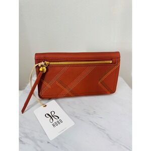 HOBO Lumen Continental Leather Bifold Wallet, Pebbled Leather Rust, NWT